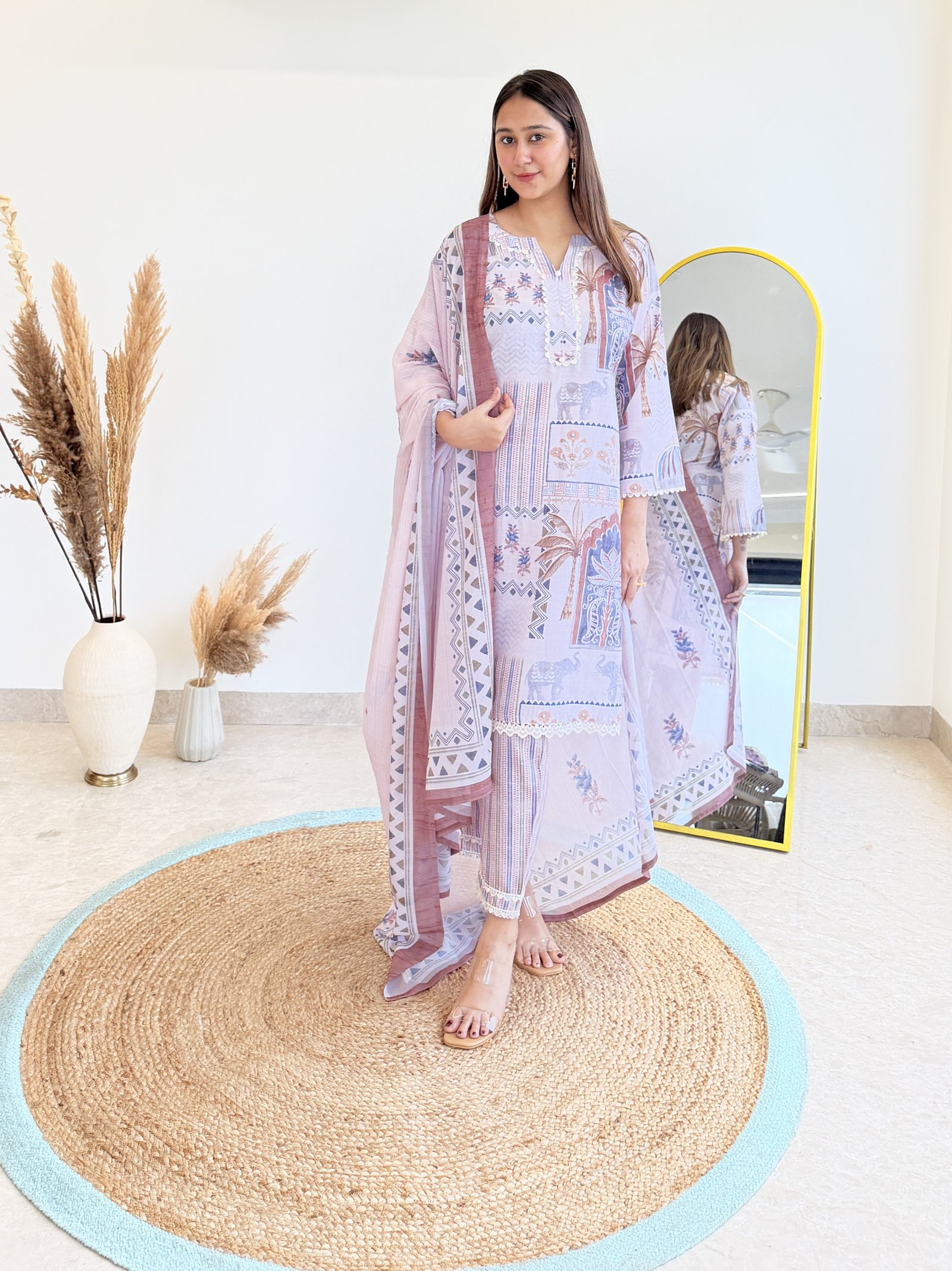 Amora Dusty Pink Heritage Suit Set | Bilori Fashion with Dupatta